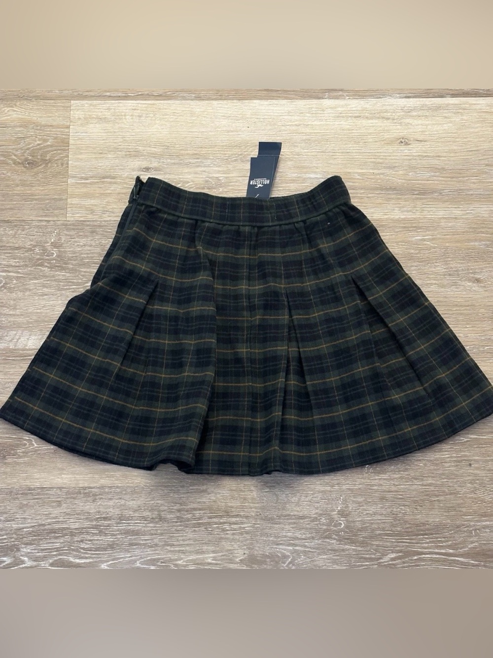 Hollister Skirt Womens XS Green Ultra High Rise Mini Flare Plaid Pleated School - Picture 8 of 8